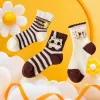 Three pairs of cartoon-decorated striped socks, pure cotton, sweat-absorbing and breathable, unisplicate Specification image